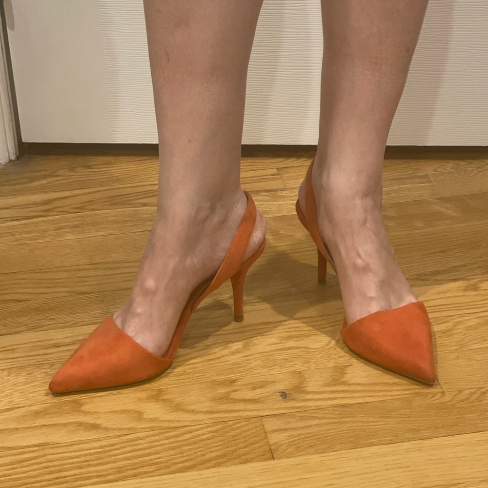 Zara sling back orange heels, size 36